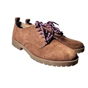 Crown Vintage Lowell Suede Oxfords Tan Brown Lug SoIe Shoes Womens 7.5 EU 38
